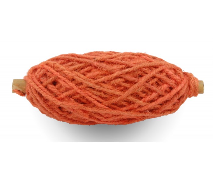 Jutetau, orange på bambuspinne