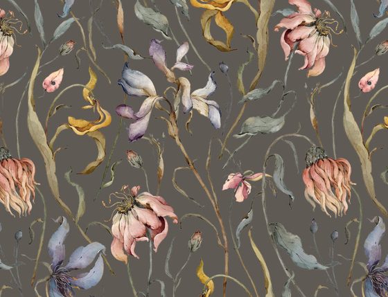 Gavepapir S-123270 Dry Flowers Black