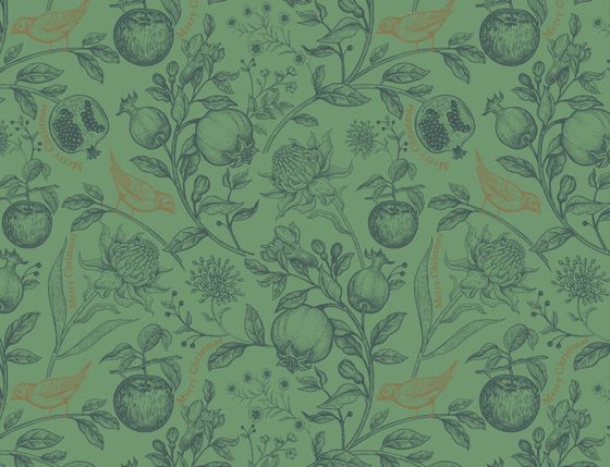 Gavepapir S-123288 Golden Bird Green