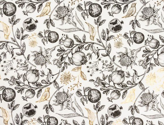 Gavepapir S-123306 Golden Bird White
