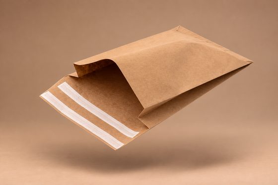 Netthandelpose i brunt kraftpapir med sidefalser