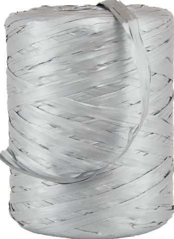 Raffia bånd, sølv, matt-met.